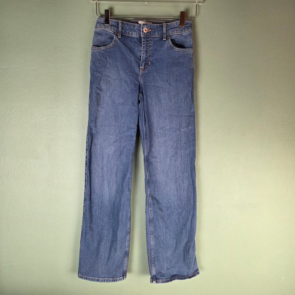 Abercrombie Kids High Rise Wide Leg Medium Wash Jeans 13/14 Long Stretch Cotton